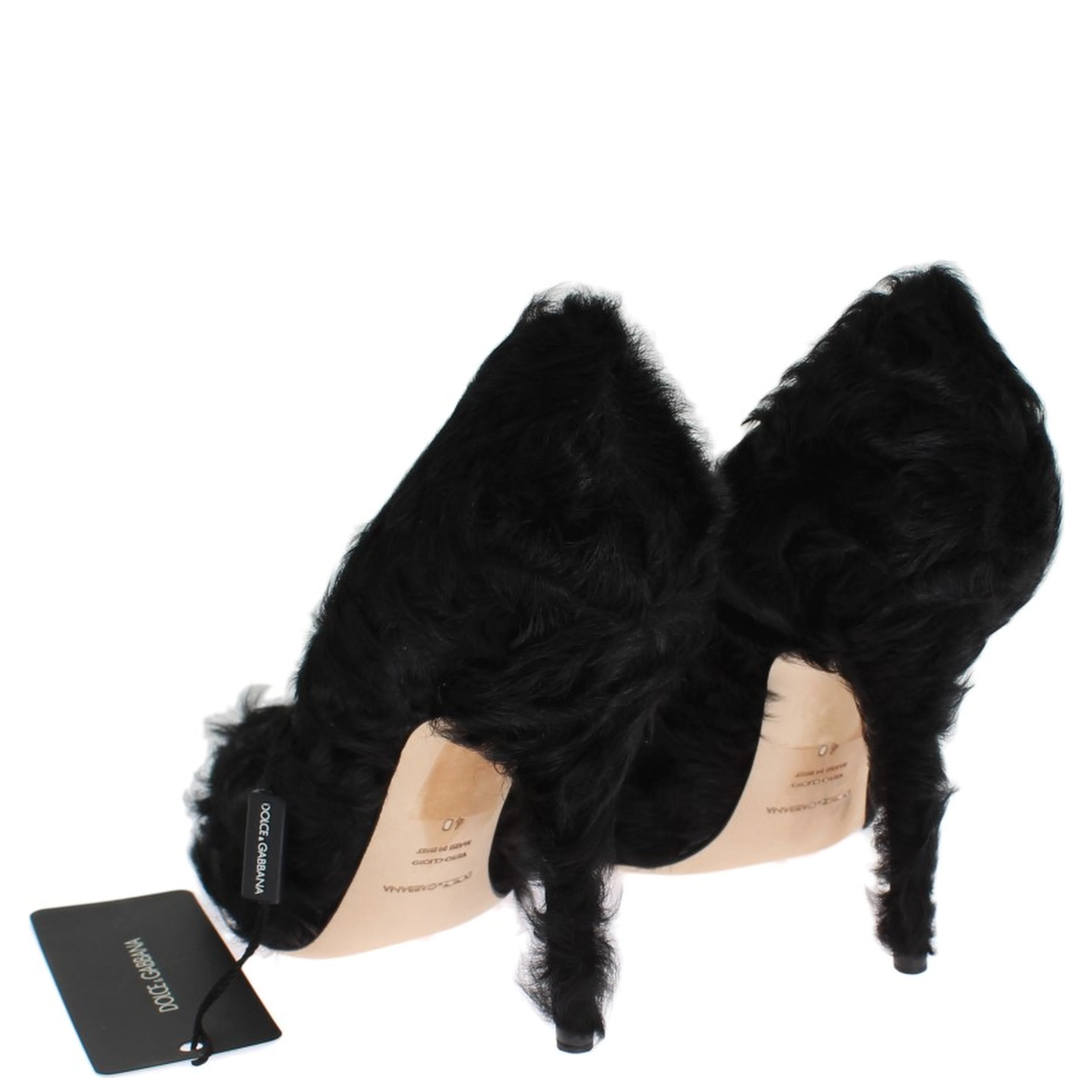 Black Xiangao Lamb Fur Leather Pumps