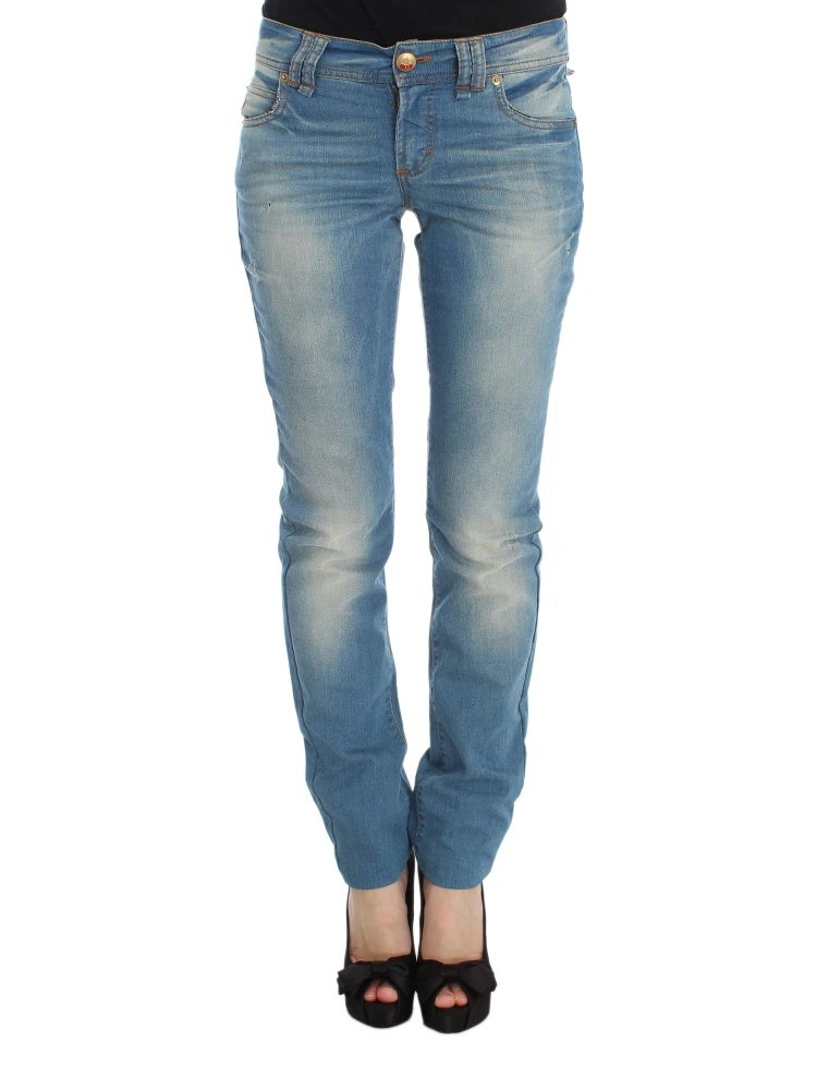 Blue Wash Cotton Blend Slim Fit Jeans