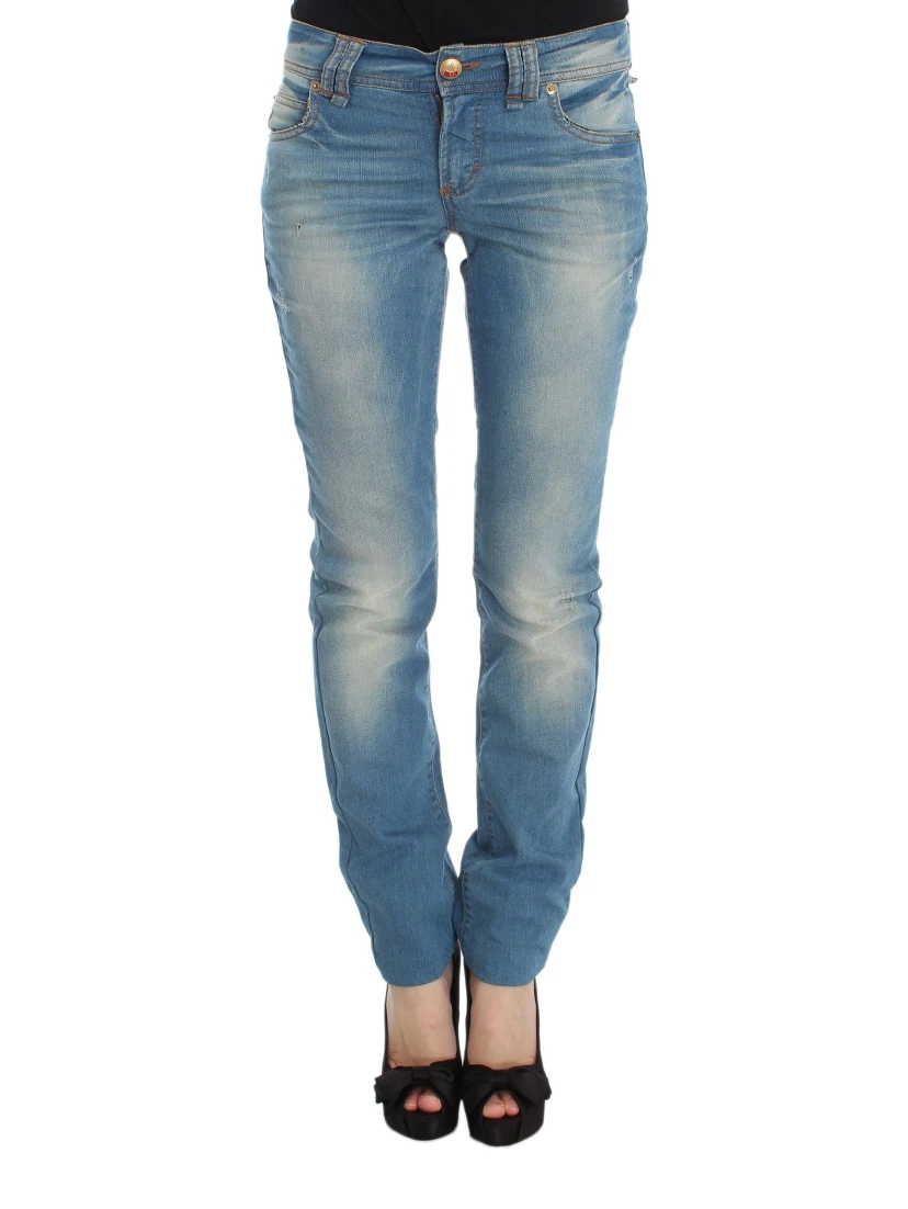 Blue Wash Cotton Blend Slim Fit Jeans