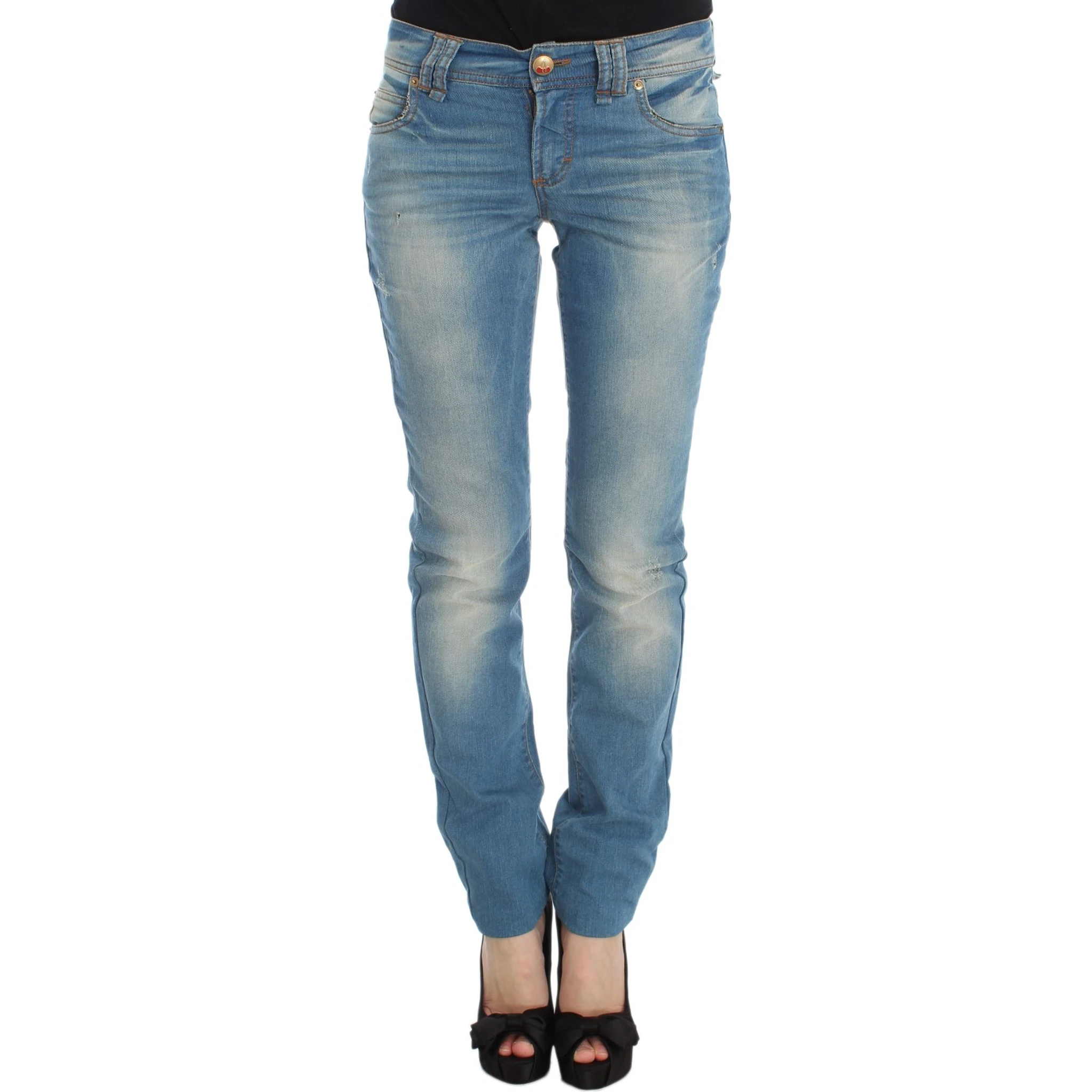 Blue Wash Cotton Blend Slim Fit Jeans