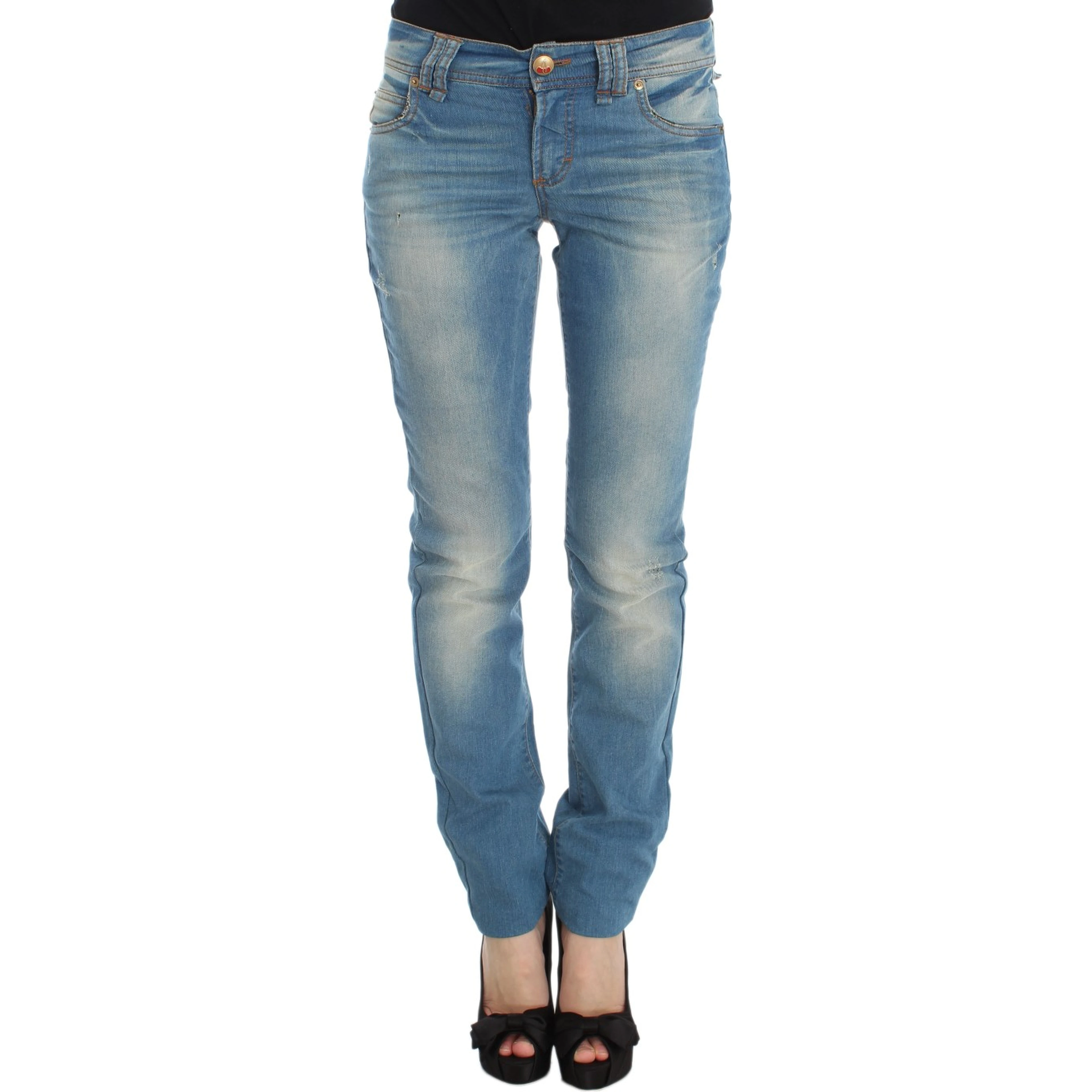 Blue Wash Cotton Blend Slim Fit Jeans
