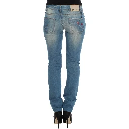 Blue Wash Cotton Blend Slim Fit Jeans