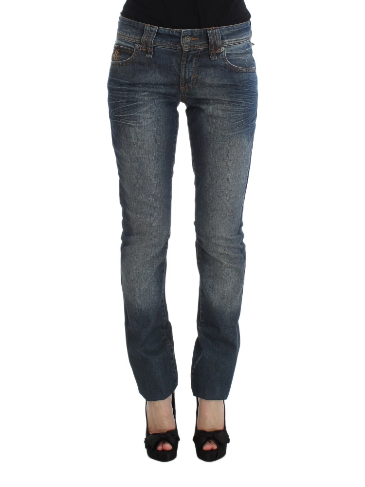Blue Wash Cotton Blend Slim Fit Jeans