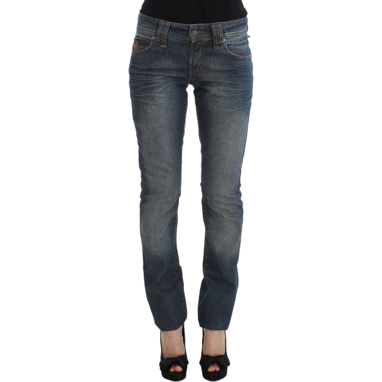 Blue Wash Cotton Blend Slim Fit Jeans