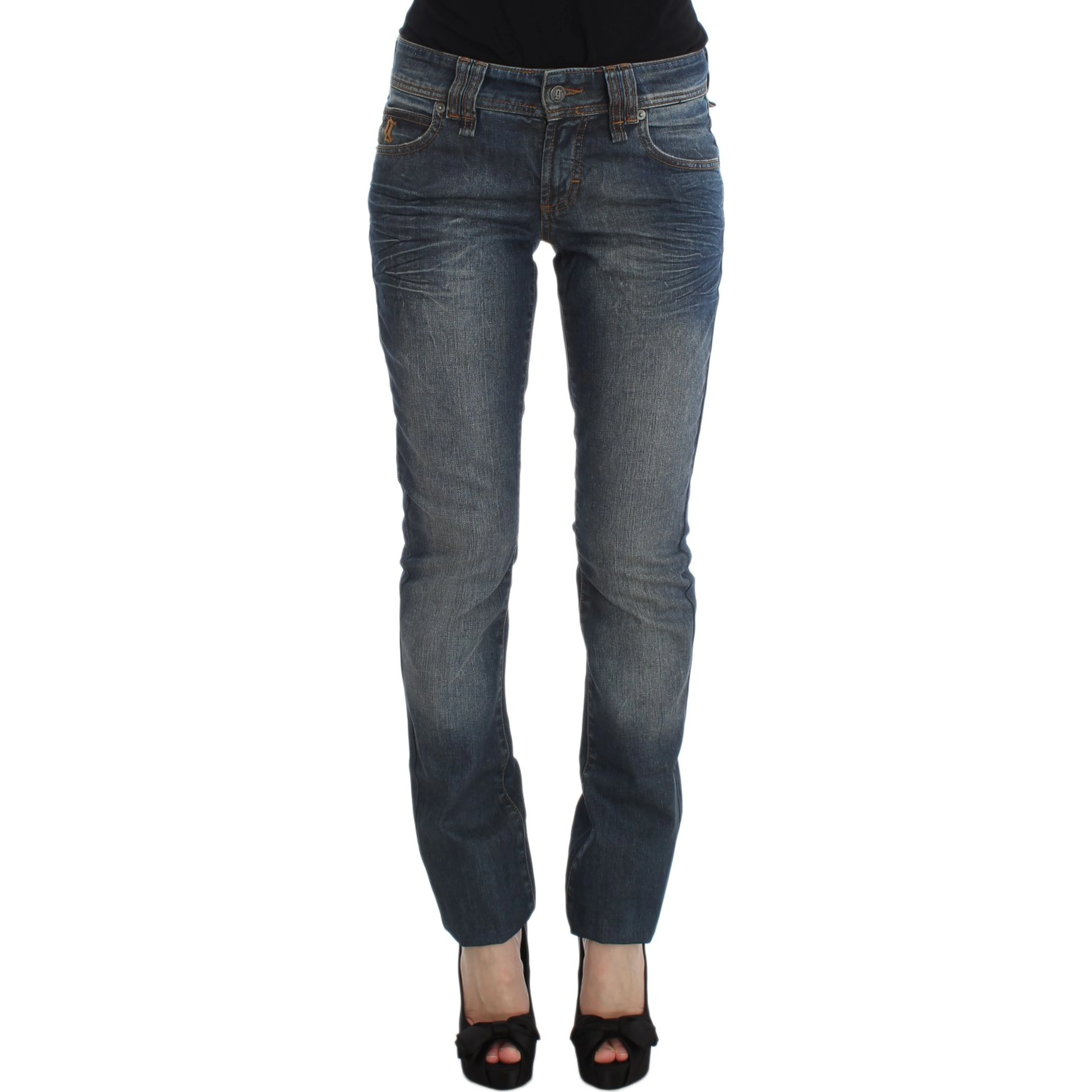 Blue Wash Cotton Blend Slim Fit Jeans