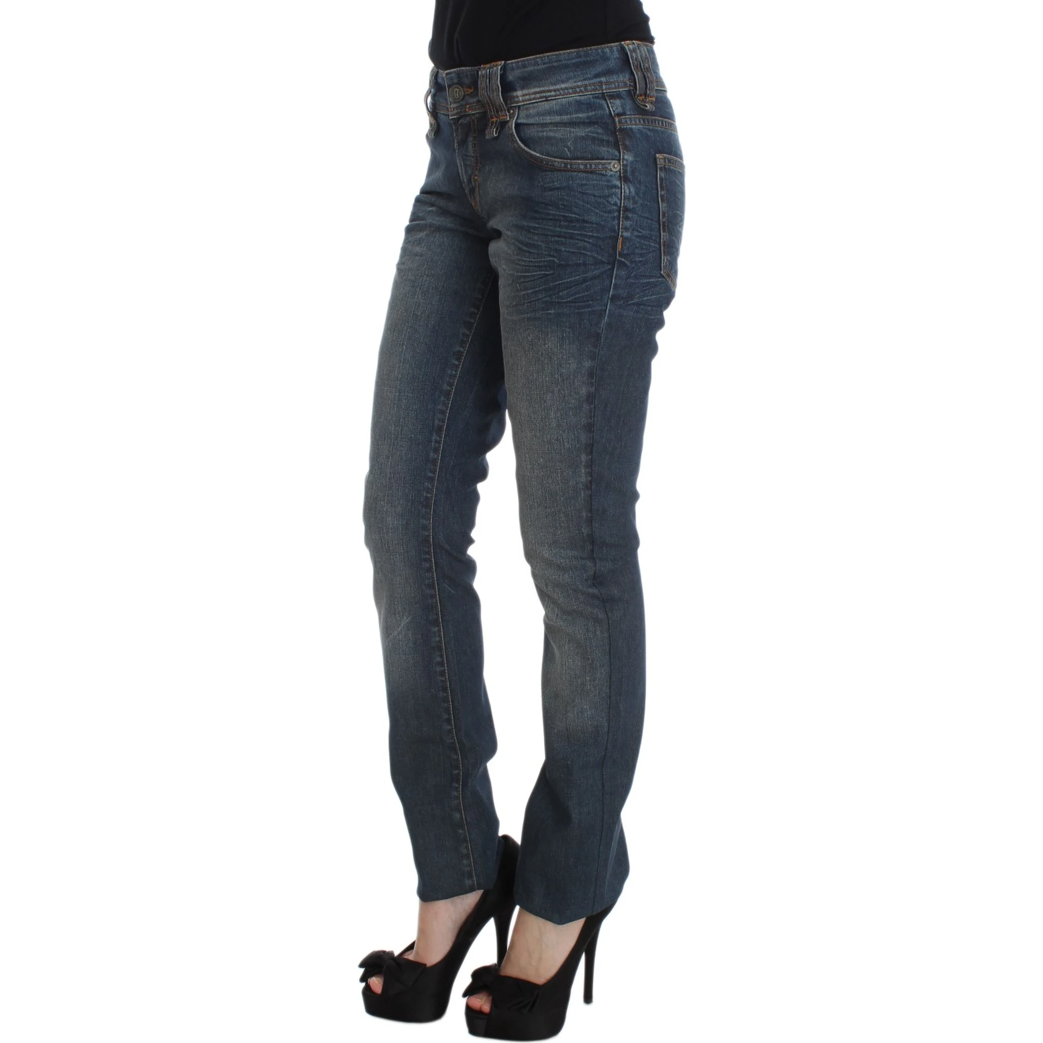 Blue Wash Cotton Blend Slim Fit Jeans