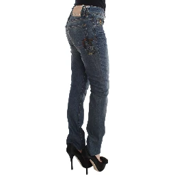 Blue Wash Cotton Blend Slim Fit Jeans