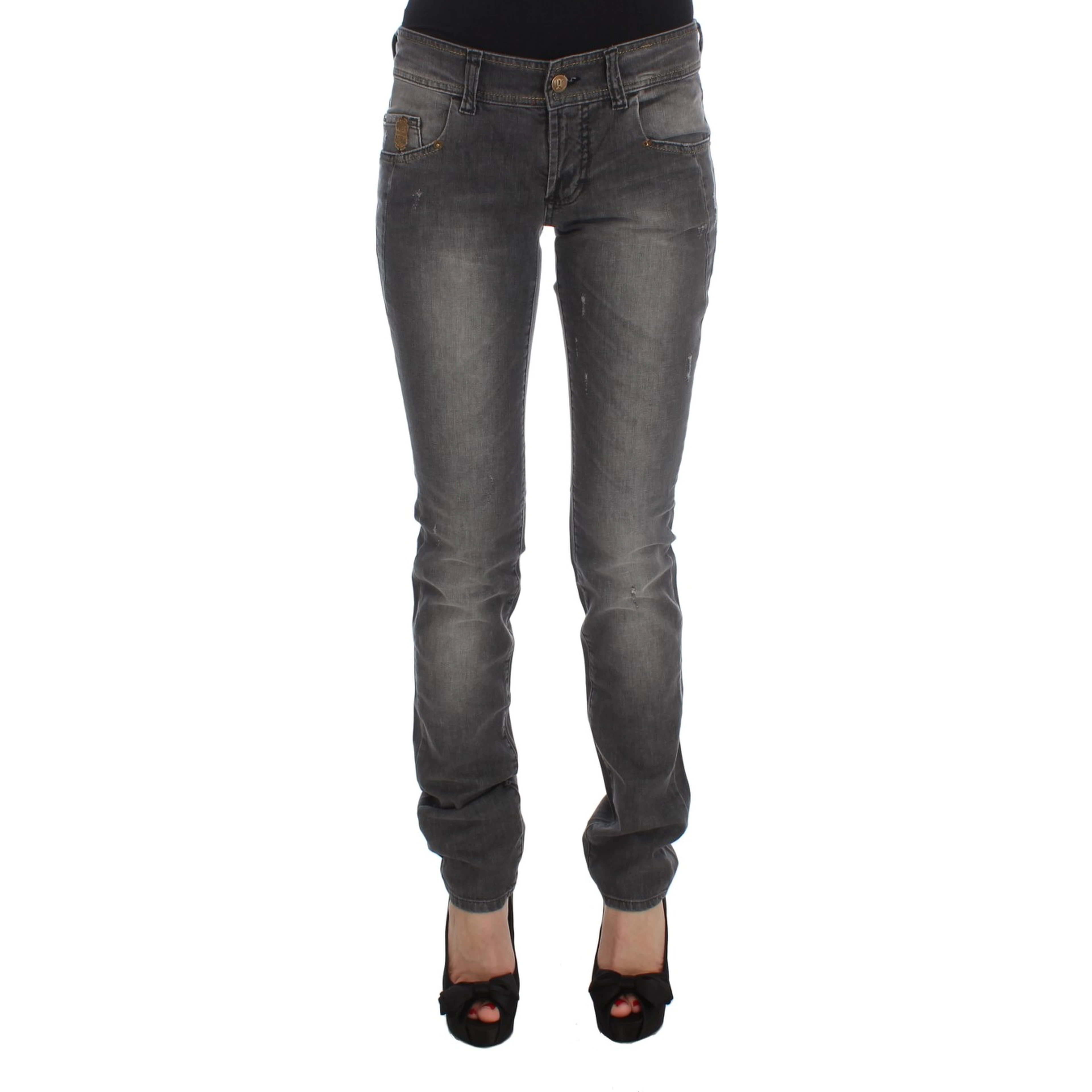 Gray Wash Cotton Blend Slim Fit Stretch Jeans