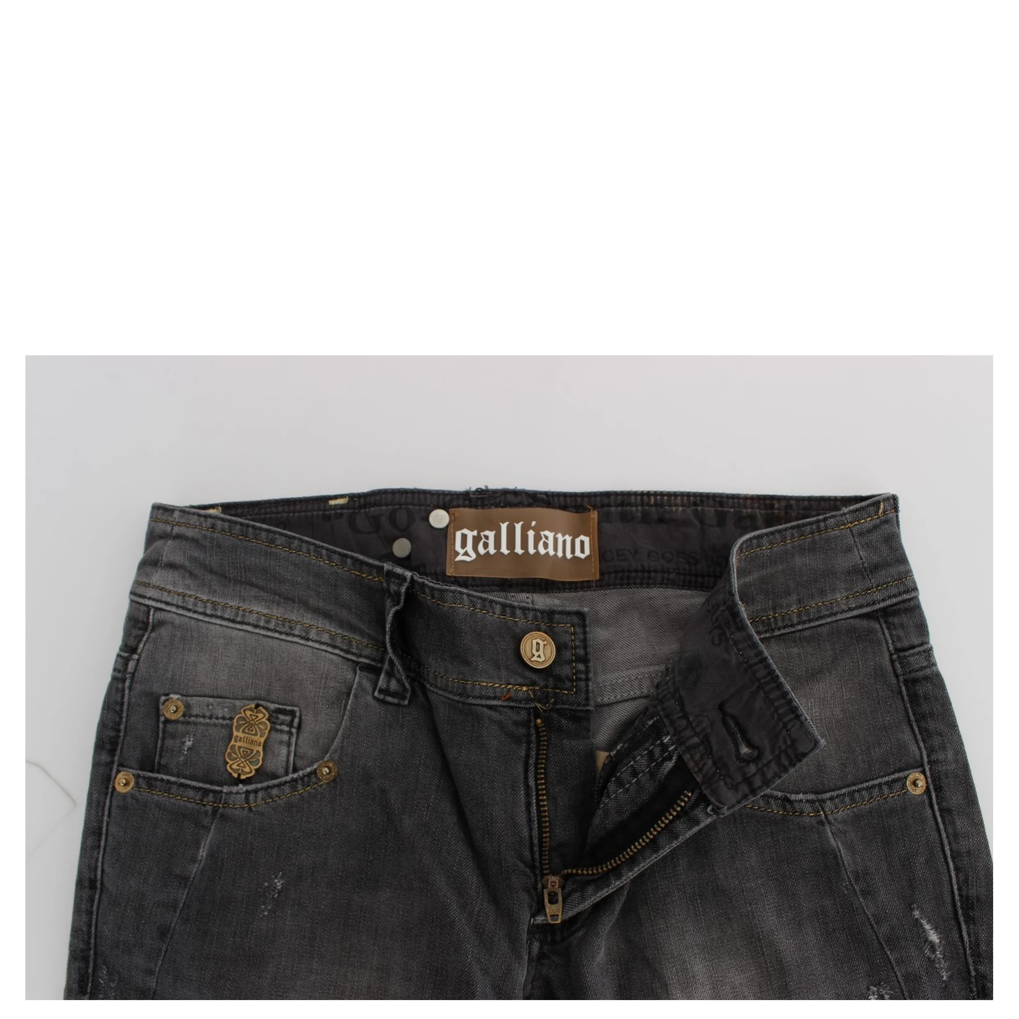 Gray Wash Cotton Blend Slim Fit Stretch Jeans