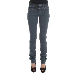 Blue Cotton Blend Slim Fit High Waist Jeans