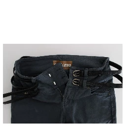 Blue Cotton Blend Slim Fit High Waist Jeans