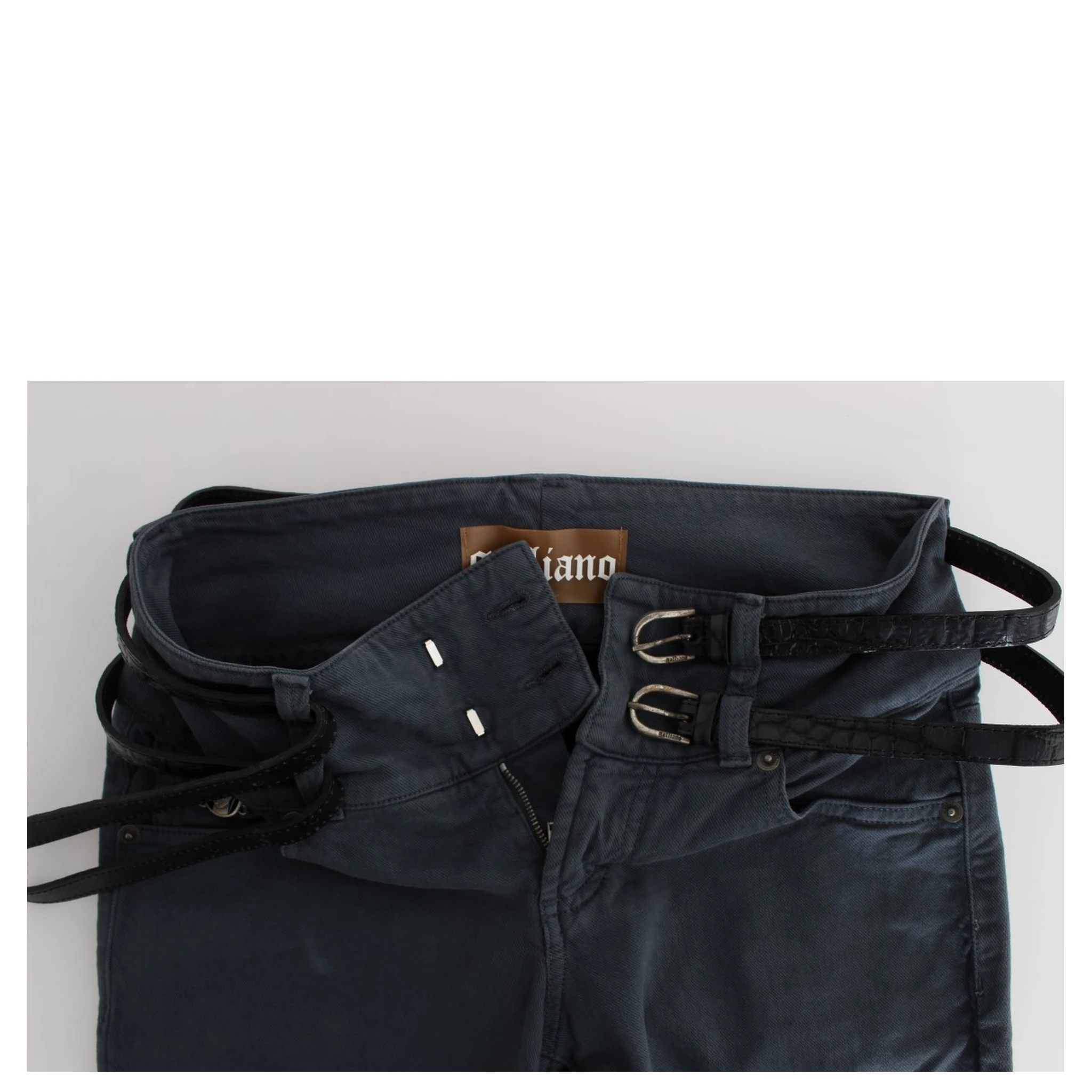 Blue Cotton Blend Slim Fit High Waist Jeans