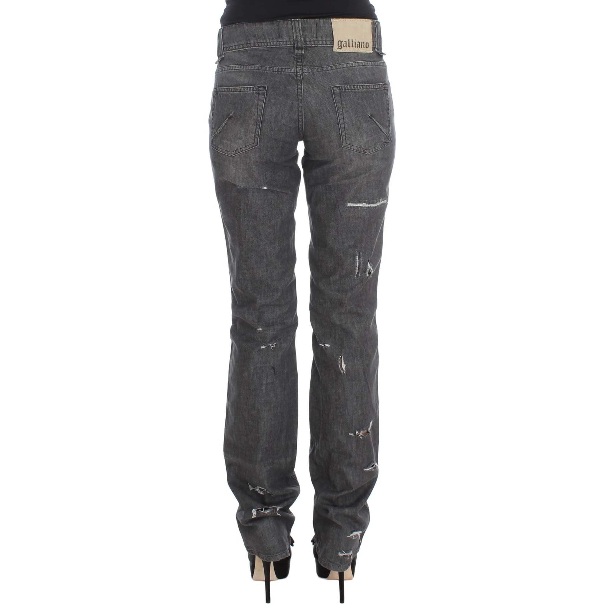 Gray Wash Cotton Torn Straight Fit Jeans