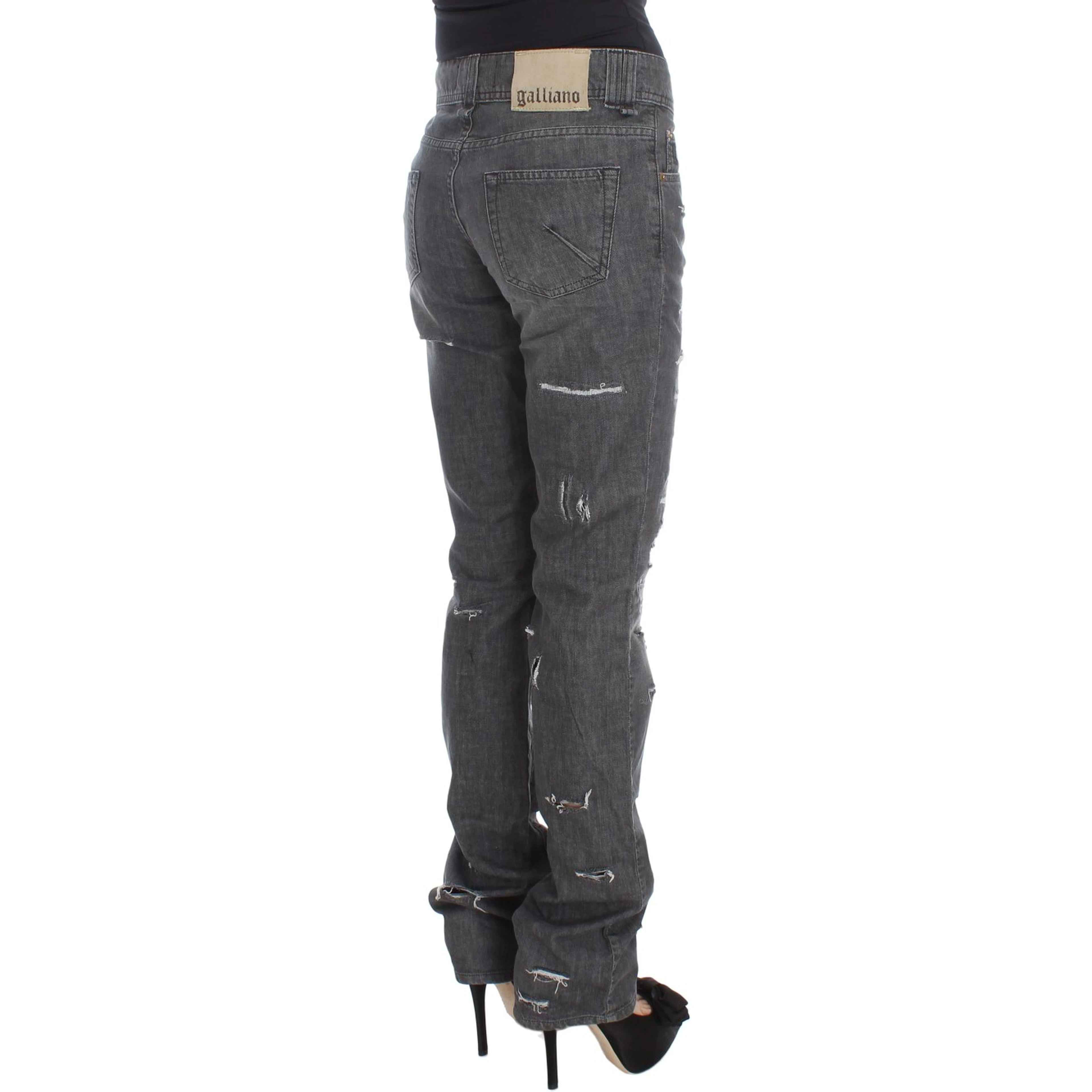 Gray Wash Cotton Torn Straight Fit Jeans