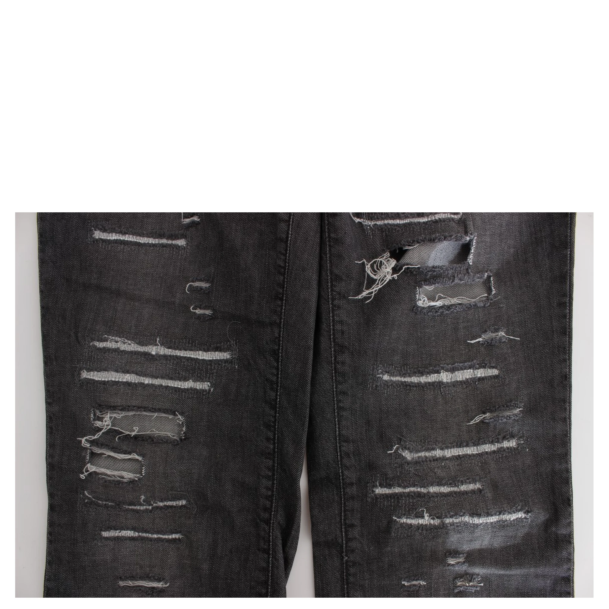 Gray Wash Cotton Torn Straight Fit Jeans