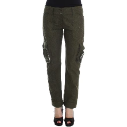 Green Wool Blend Loose Fit Cargo Pants