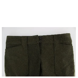 Green Wool Blend Loose Fit Cargo Pants