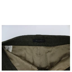 Green Wool Blend Loose Fit Cargo Pants