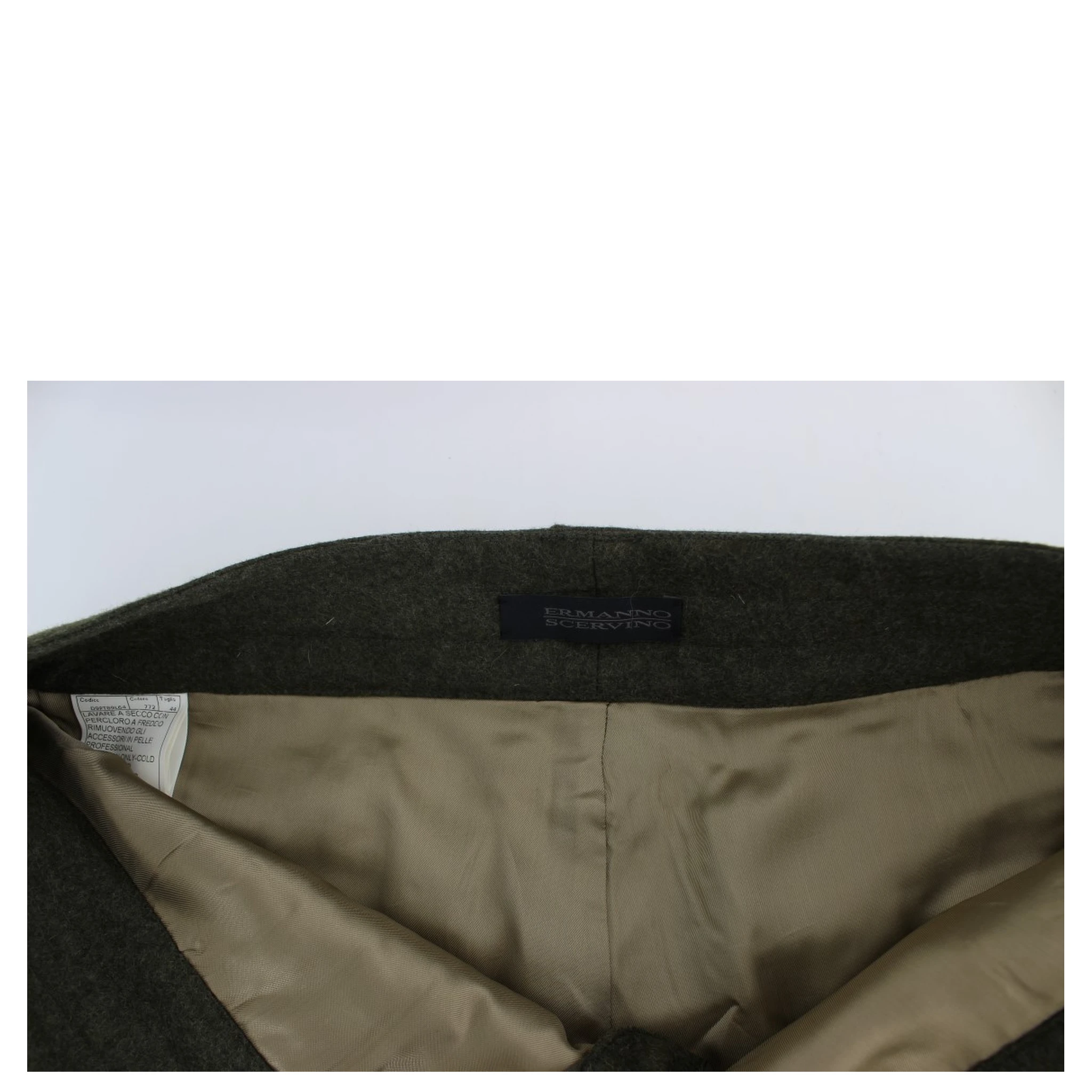 Green Wool Blend Loose Fit Cargo Pants