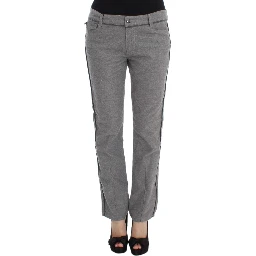 Gray Cotton Straight Fit Casual Pants