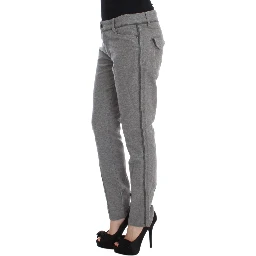 Gray Cotton Straight Fit Casual Pants