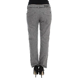 Gray Cotton Straight Fit Casual Pants