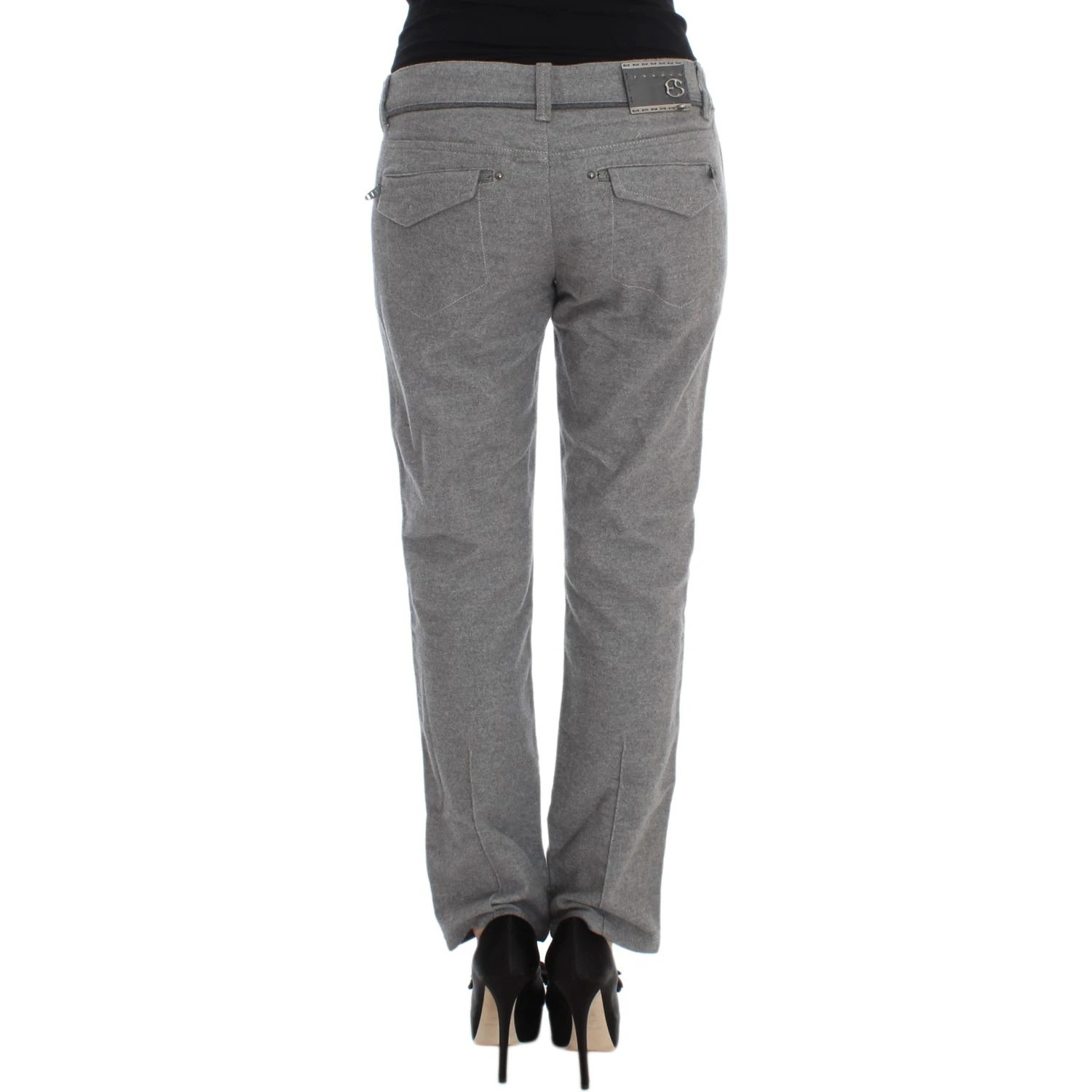 Gray Cotton Straight Fit Casual Pants