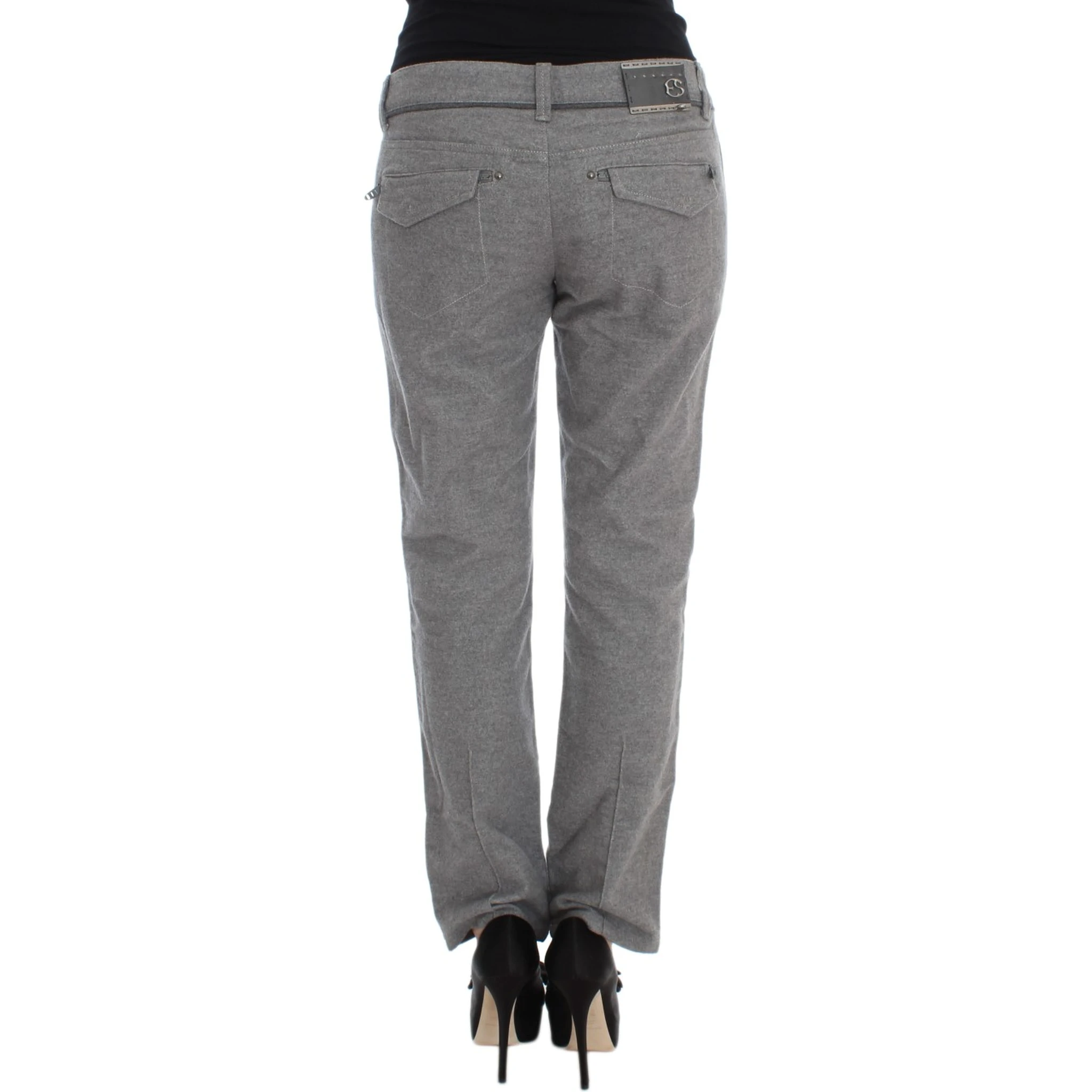 Gray Cotton Straight Fit Casual Pants