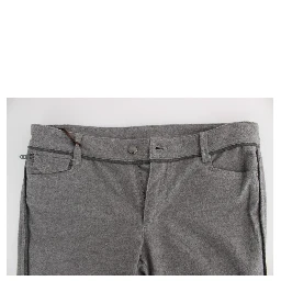 Gray Cotton Straight Fit Casual Pants
