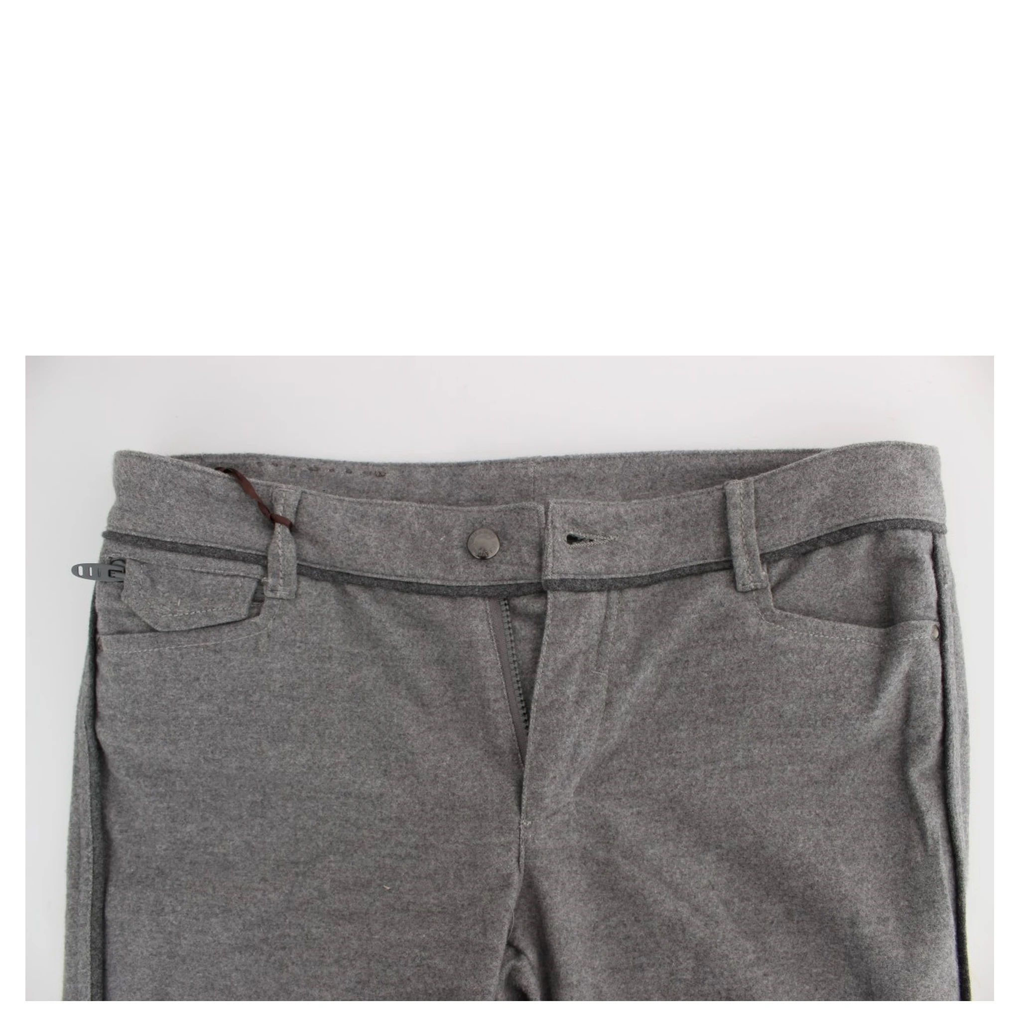Gray Cotton Straight Fit Casual Pants