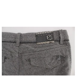 Gray Cotton Straight Fit Casual Pants