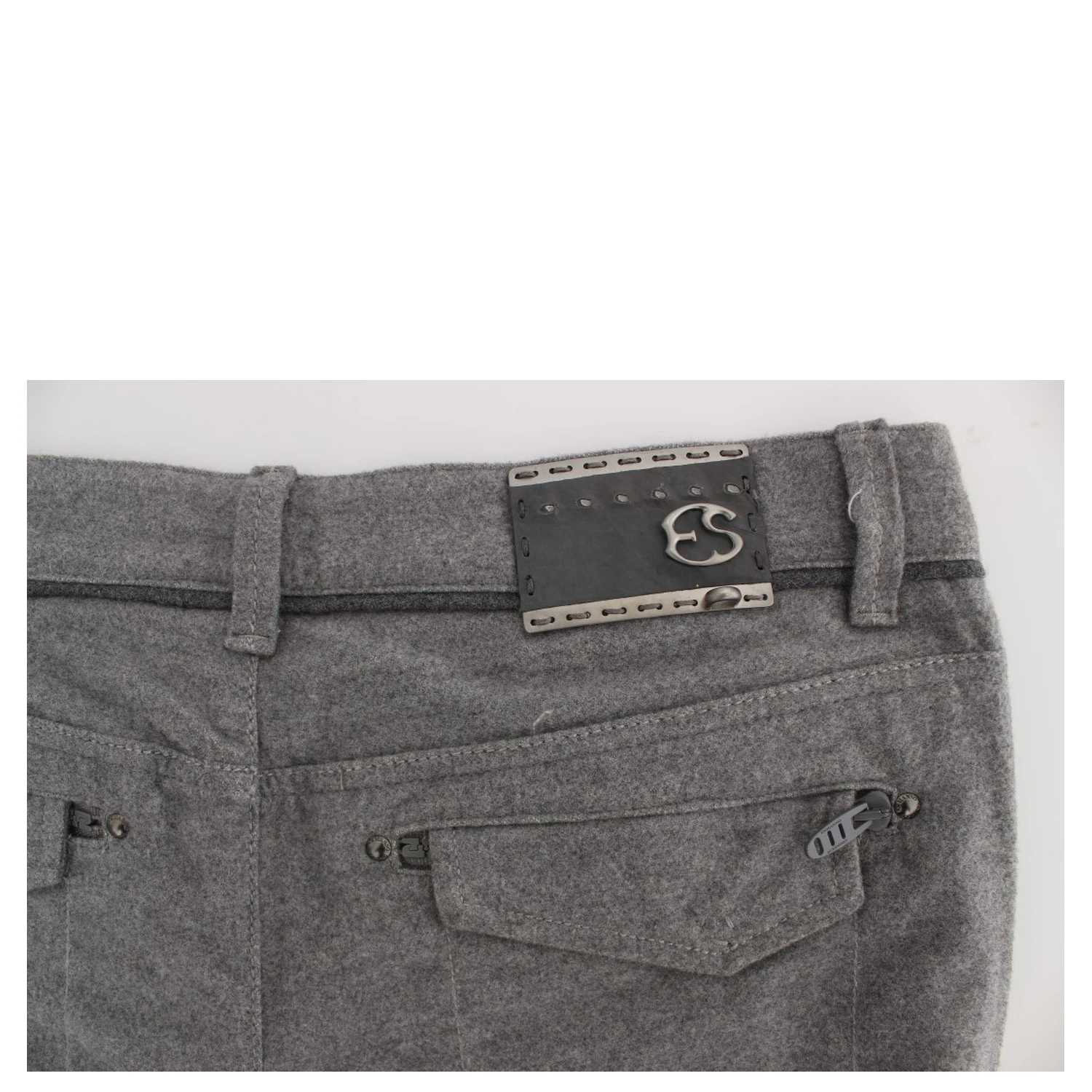 Gray Cotton Straight Fit Casual Pants