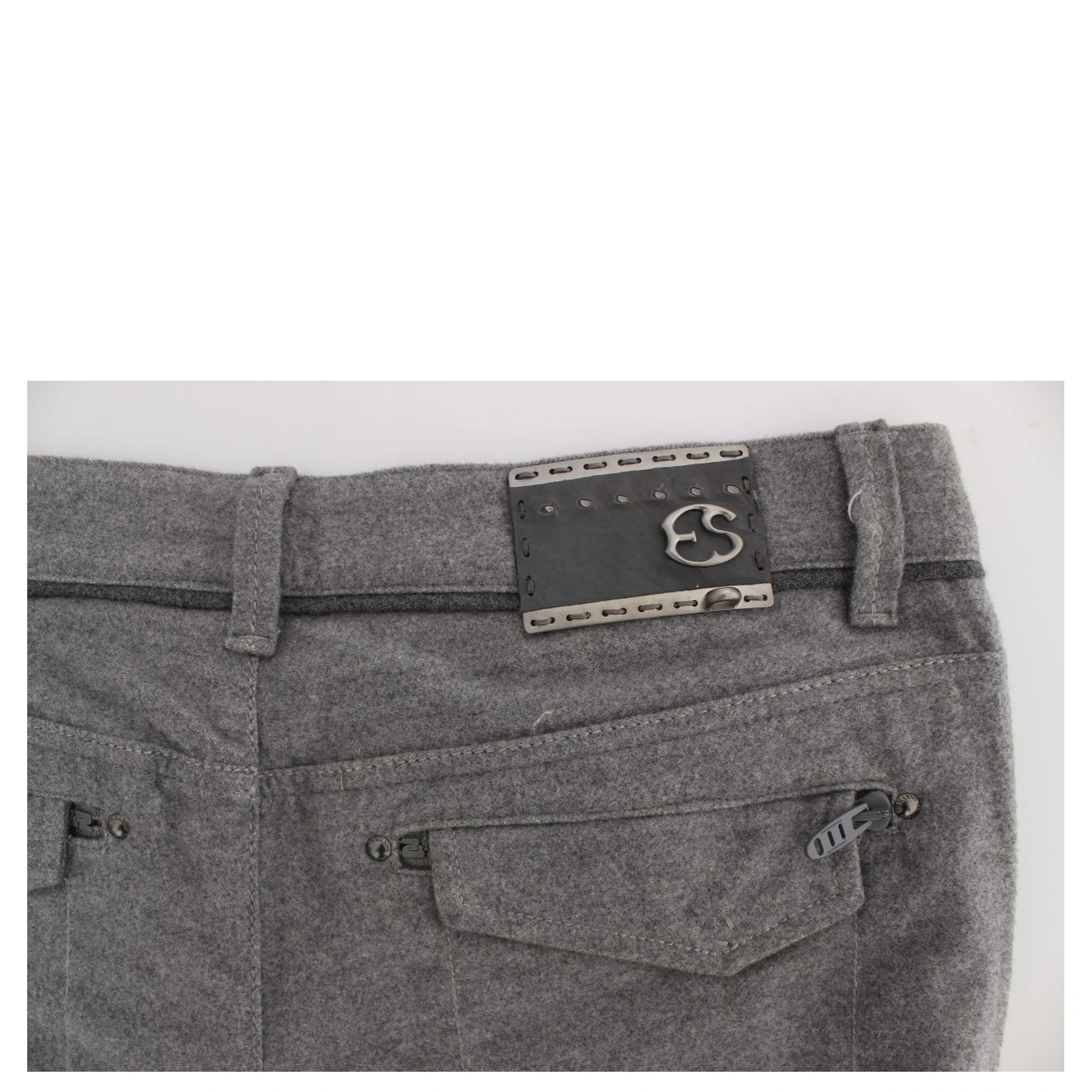 Gray Cotton Straight Fit Casual Pants