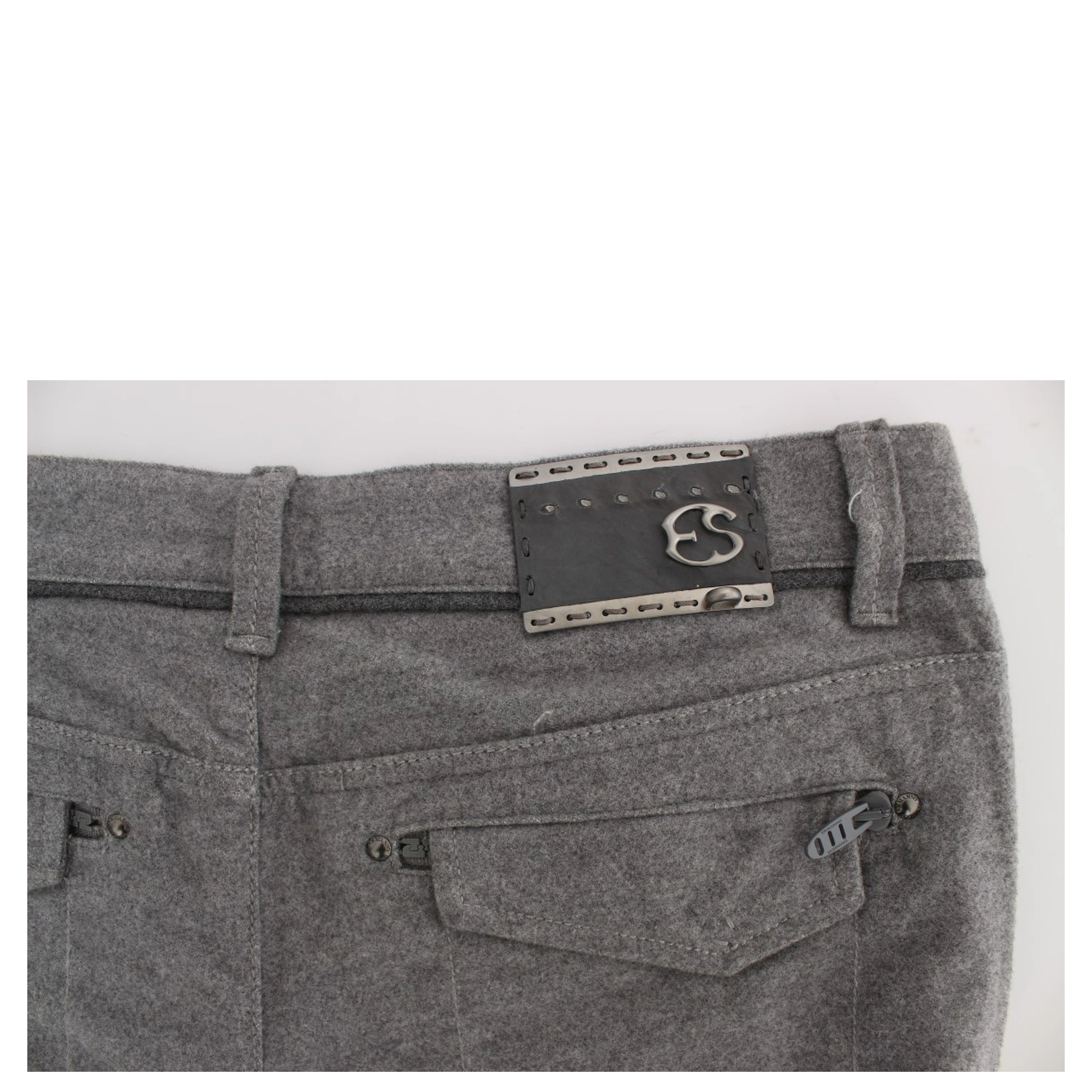 Gray Cotton Straight Fit Casual Pants