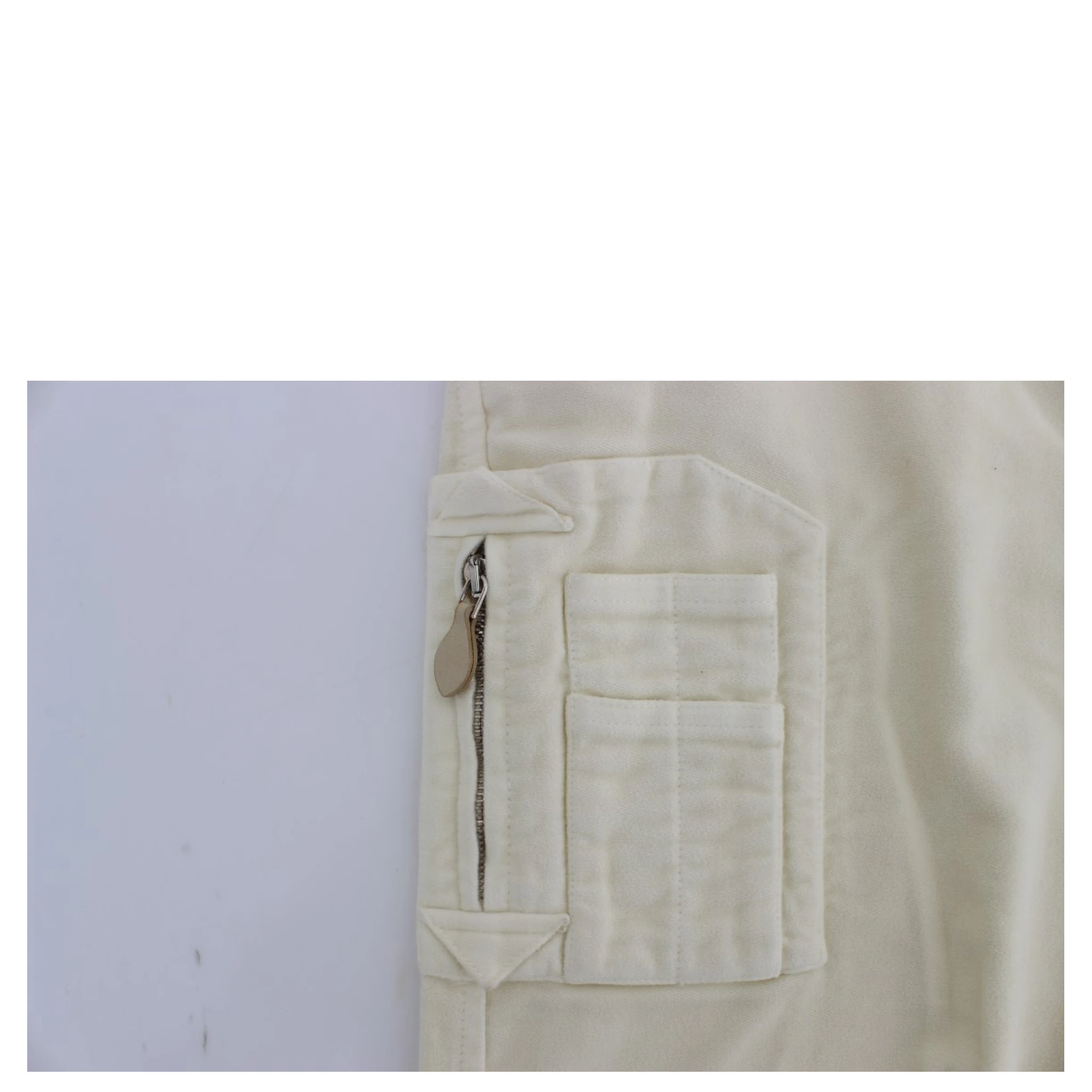 Beige Cotton Capri Cropped Cargo Pants