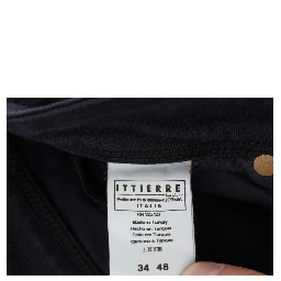 Blue Cotton Blend Casual Fit Pants