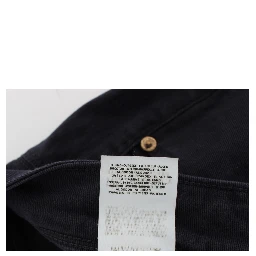 Blue Cotton Blend Casual Fit Pants