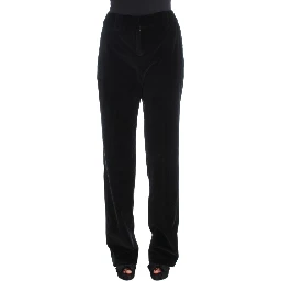 Black Velvet Cotton Straight Legs Pants