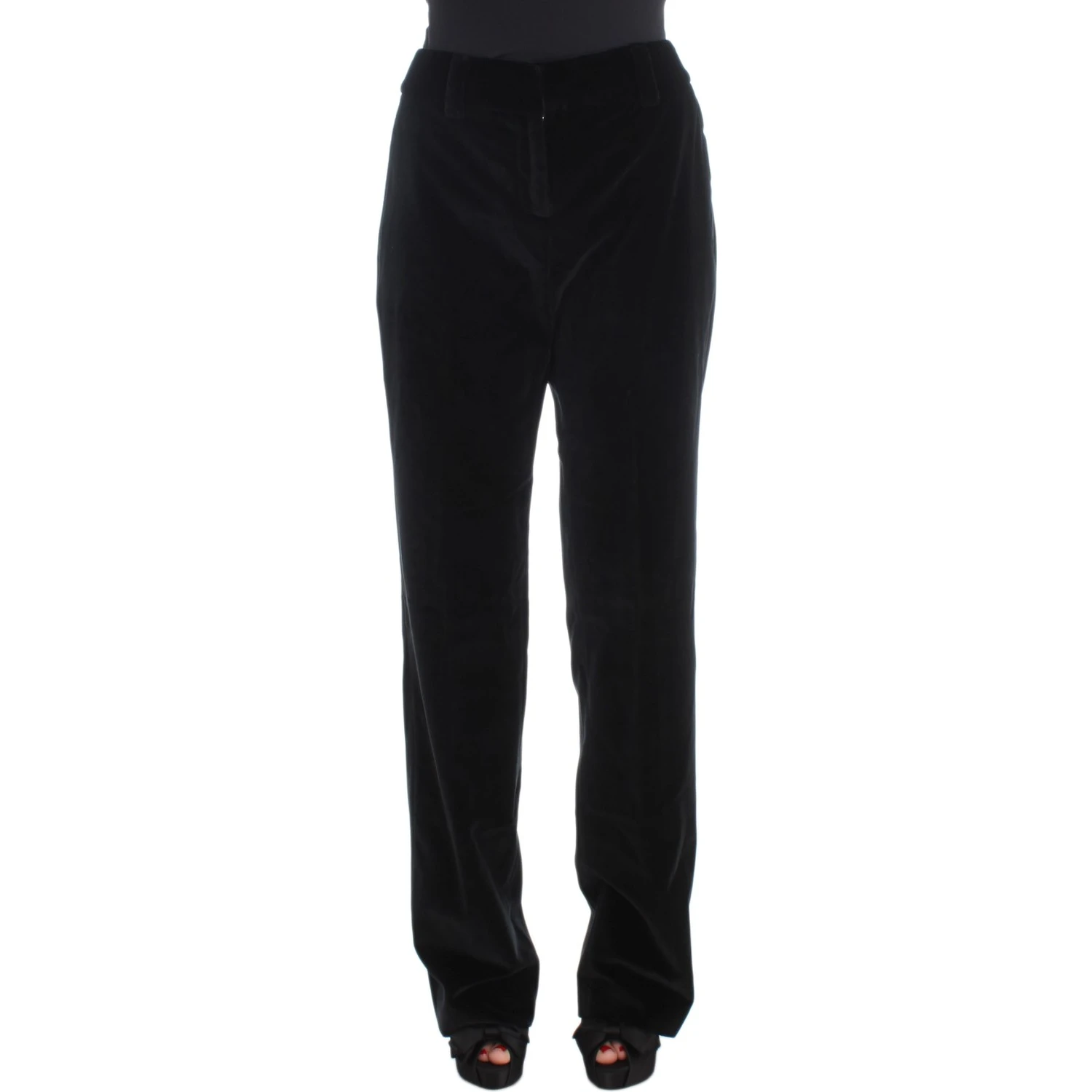 Black Velvet Cotton Straight Legs Pants