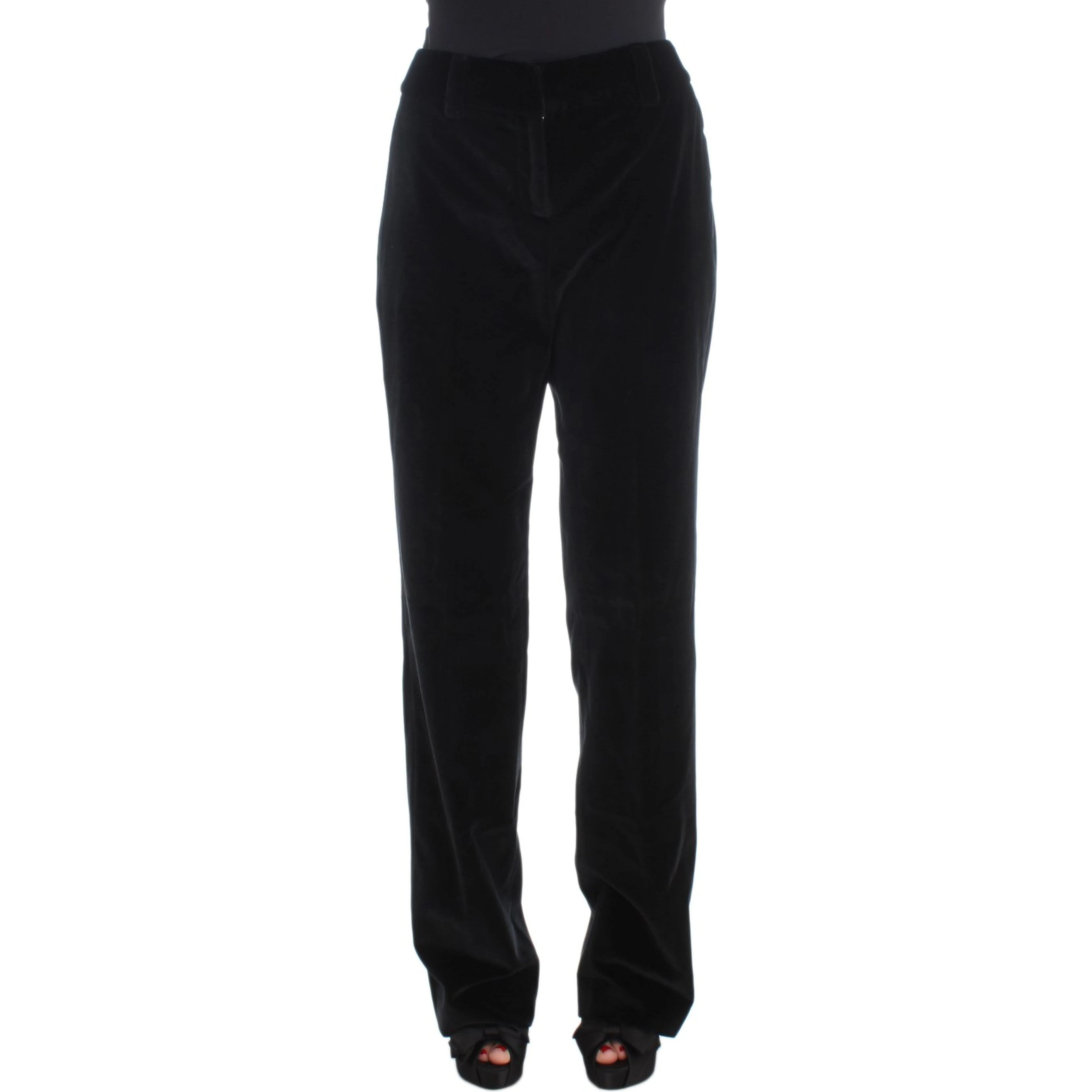 Black Velvet Cotton Straight Legs Pants