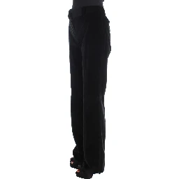 Black Velvet Cotton Straight Legs Pants