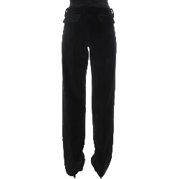Black Velvet Cotton Straight Legs Pants