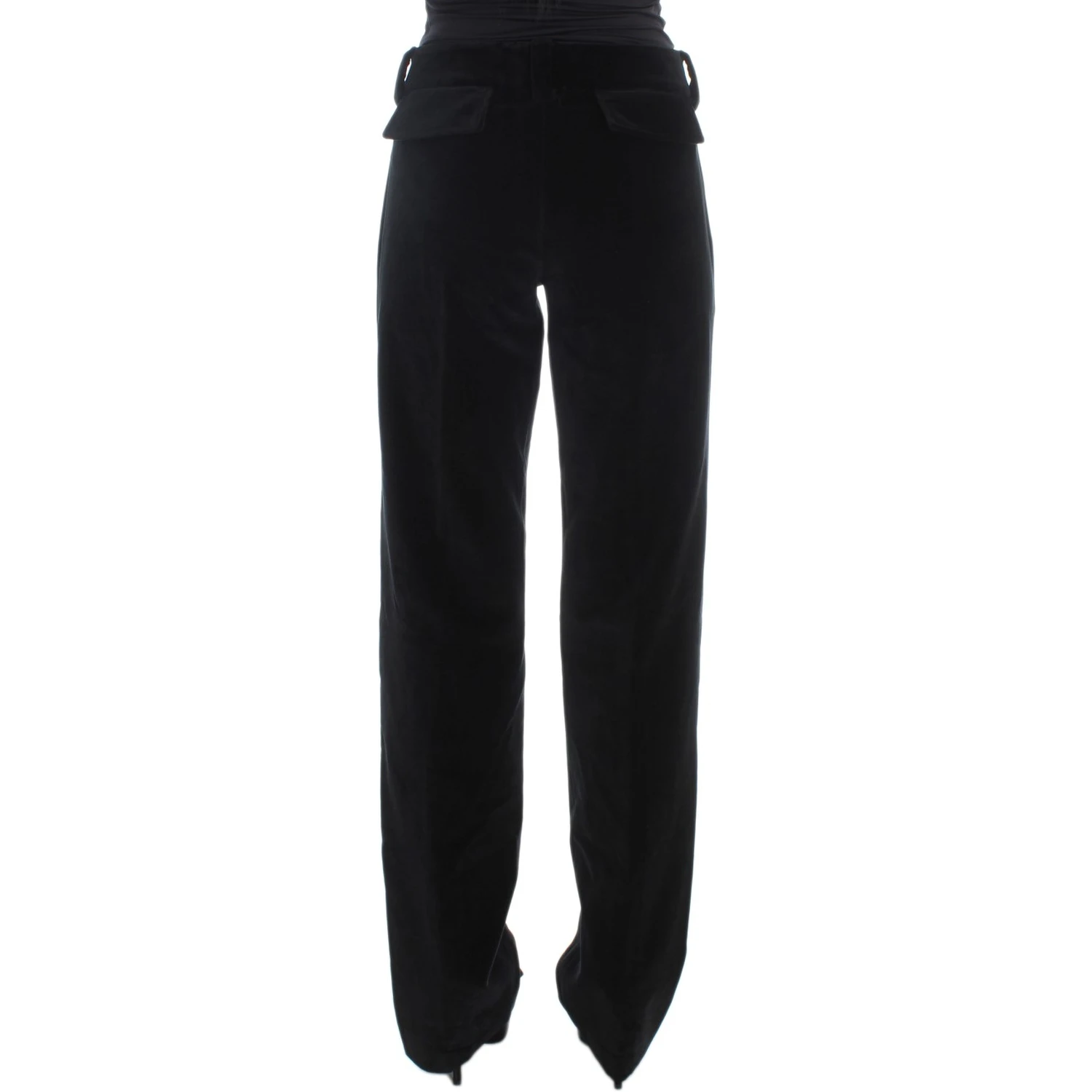 Black Velvet Cotton Straight Legs Pants
