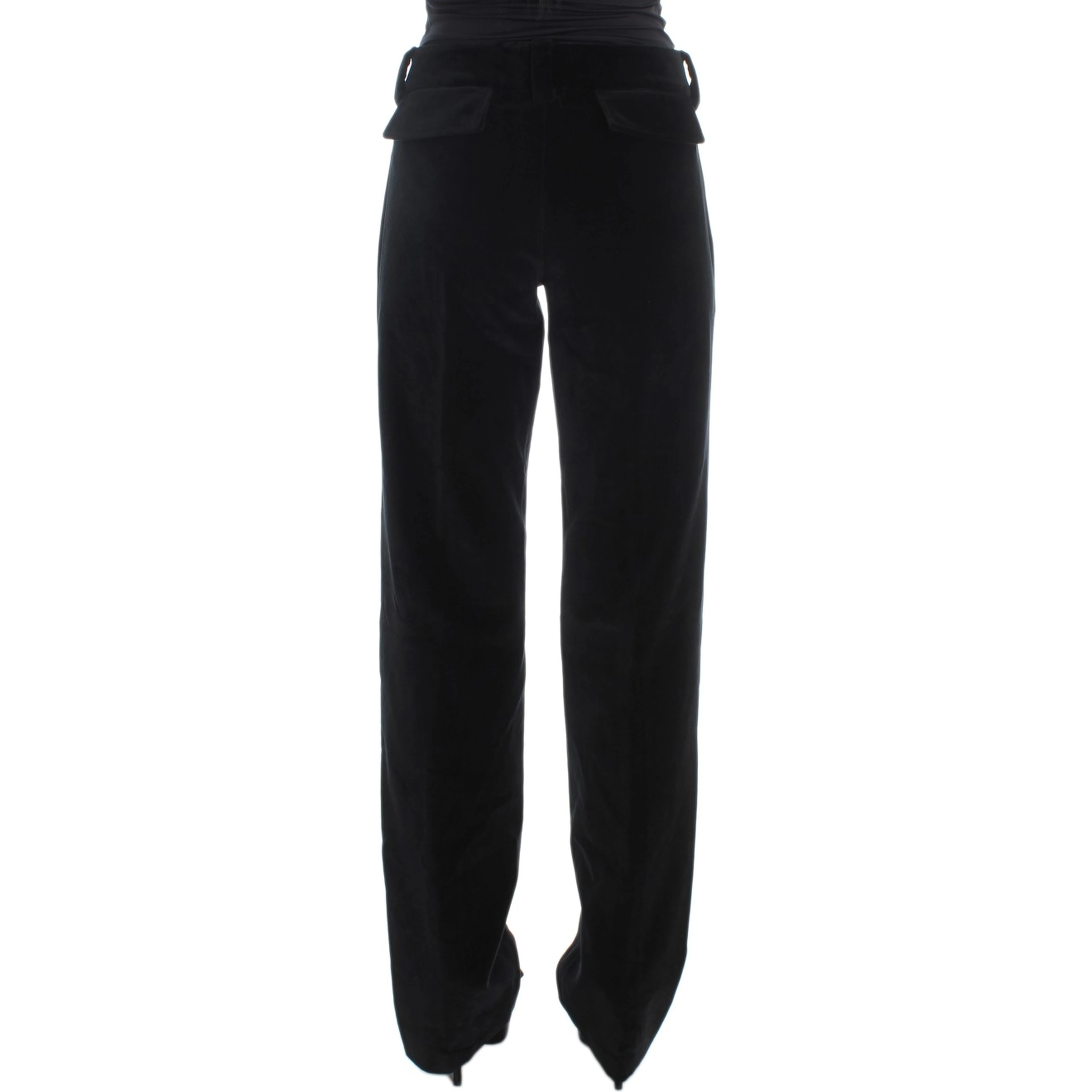 Black Velvet Cotton Straight Legs Pants
