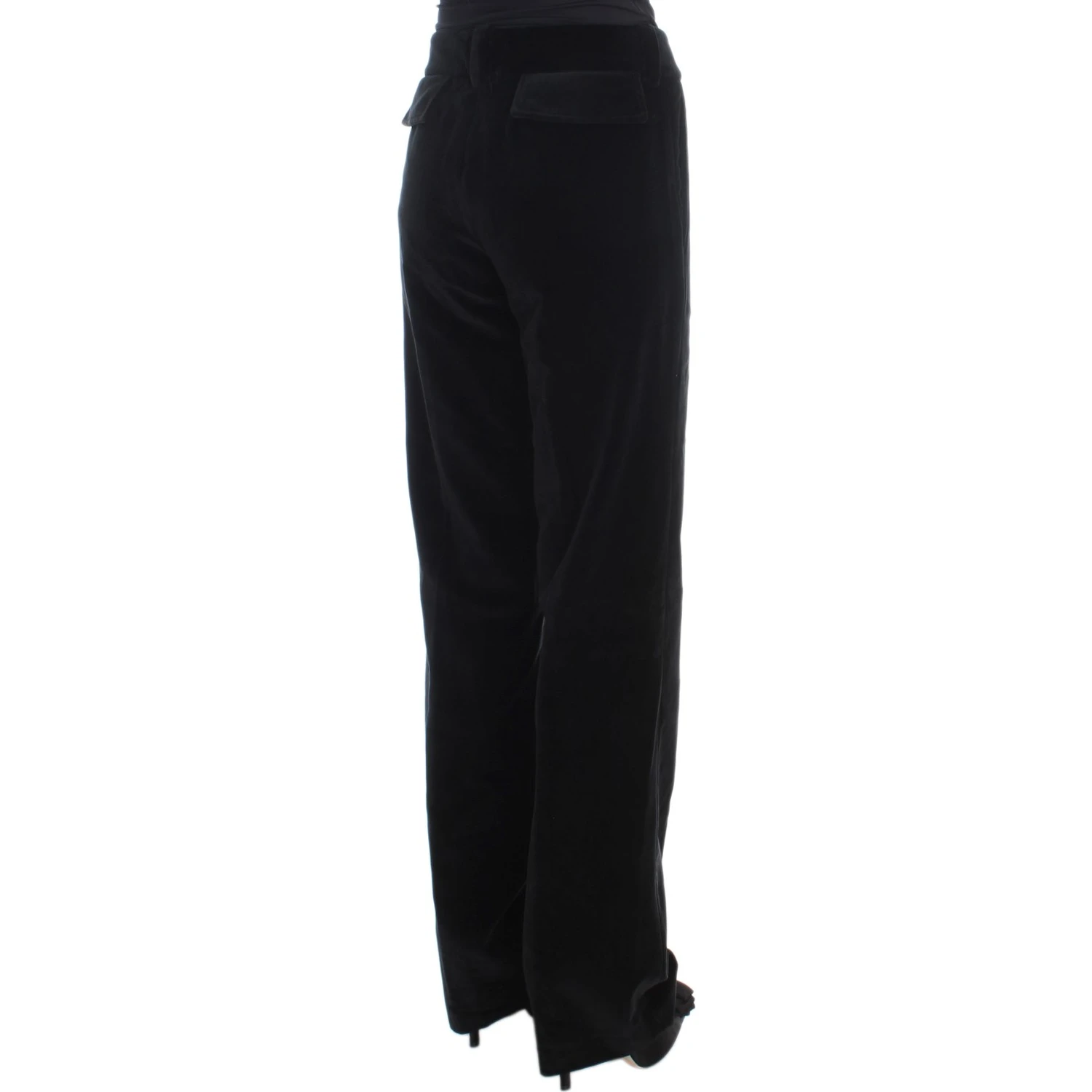 Black Velvet Cotton Straight Legs Pants