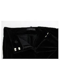 Black Velvet Cotton Straight Legs Pants
