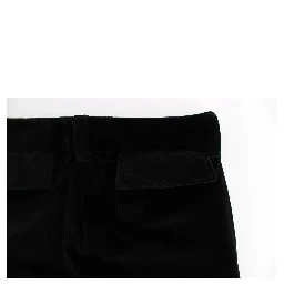 Black Velvet Cotton Straight Legs Pants