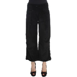Black Velvet Cotton Capri Bootcut Pants