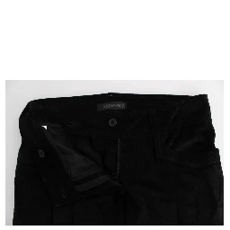 Black Velvet Cotton Capri Bootcut Pants