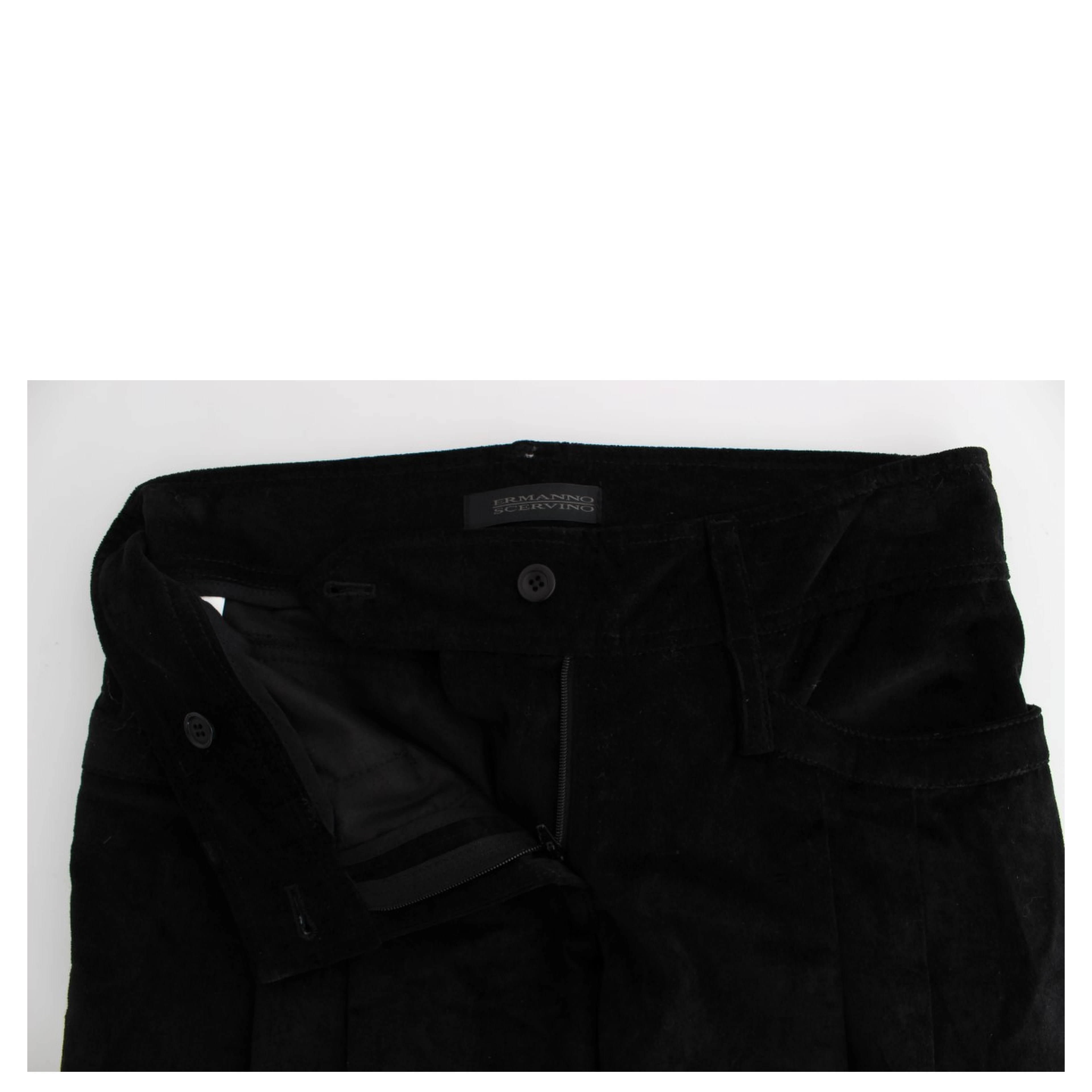 Black Velvet Cotton Capri Bootcut Pants
